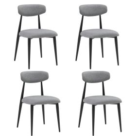 (Set of 4) Modern Dining Chairs , Curved Backrest Round Upholstered and Metal Frame,Grey