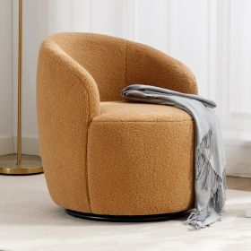 Teddy Fabric Swivel Accent Armchair Barrel Chair With Black Powder Coating Metal Ring,Khaki