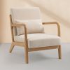 Leisure Chair with Solid Wood Armrest and Feet, Mid-Century Modern Accent Sofa,1 seat