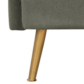 Mid-Century Accent Chair Arm Chair with Lumbar Pillow and Metal legs, Upholstered Accent Chair for Living Room, Bedroom,Seaweed Green