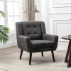 Modern Soft Linen Material Ergonomics Accent Chair Living Room Chair Bedroom Chair Home Chair With Black Legs For Indoor Home