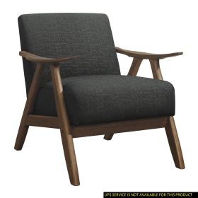 Modern Home Furniture Dark Gray Fabric Upholstered 1pc Accent Chair Cushion Back and Seat Walnut Finish Solid Rubber Wood Furniture