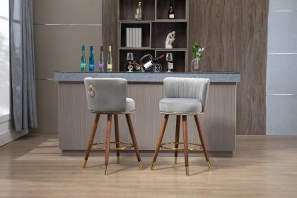 COOLMORE Counter Height Bar Stools Set of 2 for Kitchen Counter Solid Wood Legs with a fixed height of 360 degrees