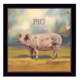 "Piper the Pig" by Bonnie Mohr, Ready to Hang Framed Print, Black Frame