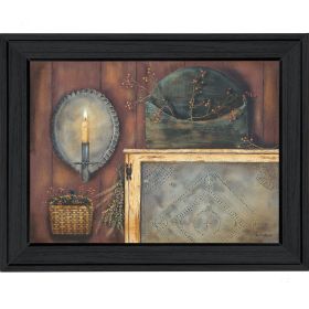 "Tin Sconce" By Pam Britton, Printed Wall Art, Ready To Hang Framed Poster, Black Frame