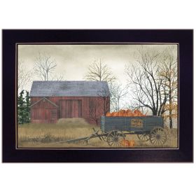 "Pumpkin Wagon" by Billy Jacobs, Ready to Hang Framed Print, Black Frame