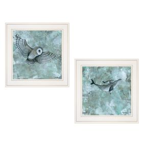 "Wildlife" 2-Piece Vignette by Britt Hallowell, White Frame