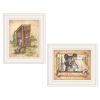 "Bear / Still Waiting" 2-Piece Vignette by Mary Ann June, White Frame