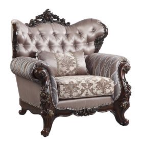 ACME Benbek Chair w/Pillow in Fabric & Antique Oak Finish LV00811