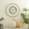 DecMode 32" White Wood Floral Carved Wall Clock