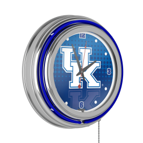 University of Kentucky Chrome Double Rung Neon Clock - Reflection