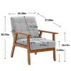 Mid Century Modern Arm Chair with Wood Frame Set of 2,PU Leather Reading Armchair,Accent Chair for Living Room Bedroom Reading,Easy Assembly