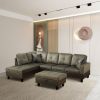 Taupe Flannel And PVC 3-Piece Couch Living Room Sofa Set