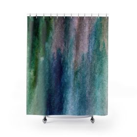 Decorative Fabric Shower Curtain - Waterproof, Blue Hue Watercolor Abstract Print