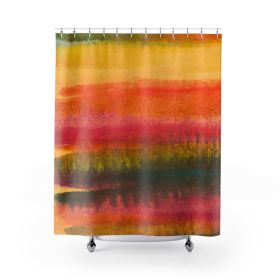 Decorative Fabric Shower Curtain - Waterproof, Autumn Fall Watercolor Abstract Print