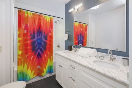 Fabric Shower Curtain, Tie Dye Rainbow Print