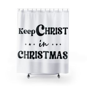 Home Decor, Fabric Shower Curtain - Waterproof, Keep Christ In Christmas, Christian Holiday