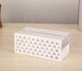 Tinplate Tissue Holder Box Geometric Hollow Facial Napkin Tissue Box Cover - White