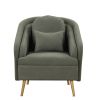 Mid-Century Accent Chair Arm Chair with Lumbar Pillow and Metal legs, Upholstered Accent Chair for Living Room, Bedroom,Seaweed Green