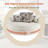 Swivel Accent Barrel Chair with 5 Movable Pillow 360 Degree Swivel Round Sofa Chair for Living Room,Bedroom, Hotel, Beige