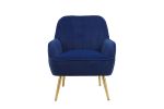 Modern Mid Century Chair velvet Sherpa Armchair for Living Room Bedroom Office Easy Assemble(NAVY)