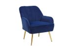 Modern Mid Century Chair velvet Sherpa Armchair for Living Room Bedroom Office Easy Assemble(NAVY)