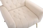 Modern Accent Chair with Ottoman, Comfy Armchair for Living Room, Bedroom, Apartment, Office (Beige)