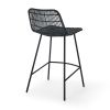 Set of 2, Natural Rattan Indoor Counter Chair , Black Finish Steel legs,Black (17.5"x20"x34")