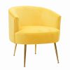 Velvet Accent Chair Armchair Tub Chair With Gold Metal Legs, Yellow