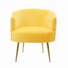 Velvet Accent Chair Armchair Tub Chair With Gold Metal Legs, Yellow