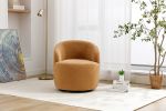 Teddy Fabric Swivel Accent Armchair Barrel Chair With Black Powder Coating Metal Ring,Khaki