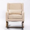 Best Choice Products Rocking Accent Chair, Tufted Upholstered Linen Wingback for Nursery, Living Room, Bedroom w/Wood Frame -Khaki Yelkow