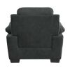 Plush Seating Chair 1pc Dark Gray Textured Fabric Channel Tufting Solid Wood Frame Modern Living Room Furniture