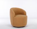 Teddy Fabric Swivel Accent Armchair Barrel Chair With Black Powder Coating Metal Ring,Khaki