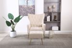 Modern Accent Chair with Ottoman, Comfy Armchair for Living Room, Bedroom, Apartment, Office (Beige)