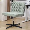 Armless Office Desk Chair No Wheels, GREEN