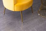 Velvet Accent Chair Armchair Tub Chair With Gold Metal Legs, Yellow