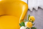 Velvet Accent Chair Armchair Tub Chair With Gold Metal Legs, Yellow