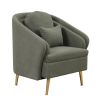 Mid-Century Accent Chair Arm Chair with Lumbar Pillow and Metal legs, Upholstered Accent Chair for Living Room, Bedroom,Seaweed Green