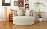 Swivel Accent Barrel Chair with 5 Movable Pillow 360 Degree Swivel Round Sofa Chair for Living Room,Bedroom, Hotel, Beige