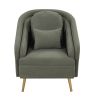 Mid-Century Accent Chair Arm Chair with Lumbar Pillow and Metal legs, Upholstered Accent Chair for Living Room, Bedroom,Seaweed Green