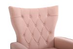 Modern Accent Chair with Ottoman, Comfy Armchair for Living Room, Bedroom, Apartment, Office (Pink)