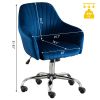 Accent chair Modern home office leisure chair with adjustable velvet height and adjustable casters (NAVYBLUE)