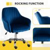 Accent chair Modern home office leisure chair with adjustable velvet height and adjustable casters (NAVYBLUE)