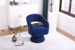 Swivel Accent Chair Armchair, Round Barrel Chair in Fabric for Living Room Bedroom, Blue