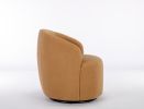 Teddy Fabric Swivel Accent Armchair Barrel Chair With Black Powder Coating Metal Ring,Khaki