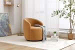 Teddy Fabric Swivel Accent Armchair Barrel Chair With Black Powder Coating Metal Ring,Khaki