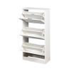 Wooden Shoe Cabinet for Entryway, White Shoe Storage Cabinet with 3 Flip Doors 20.94x9.45x43.11 inch