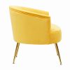 Velvet Accent Chair Armchair Tub Chair With Gold Metal Legs, Yellow