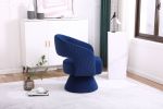 Swivel Accent Chair Armchair, Round Barrel Chair in Fabric for Living Room Bedroom, Blue